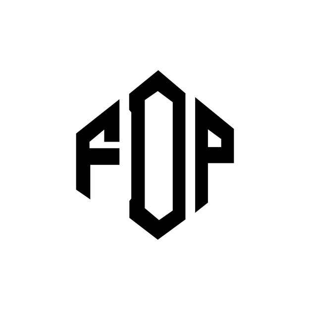 Diseño de logotipo de letra FDP con forma de polígono FDP polígono y forma de cubo diseño de logotipo FDP hexágono modelo de logotipo vectorial colores blanco y negro FDP monograma logotipo de negocios e inmobiliario