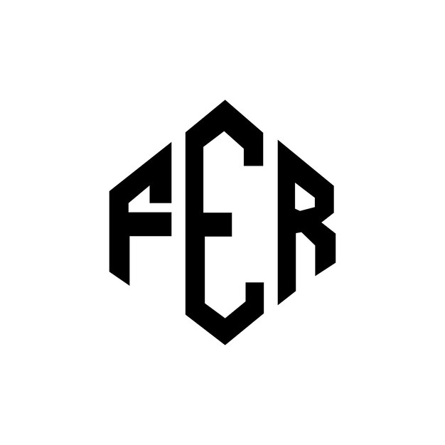 Vector diseño del logotipo de la letra fer con forma de polígono fer poligono y forma de cubo diseño del logotipo fer hexágono modelo de logotipo vectorial colores blanco y negro fer monograma negocio y logotipo de bienes raíces