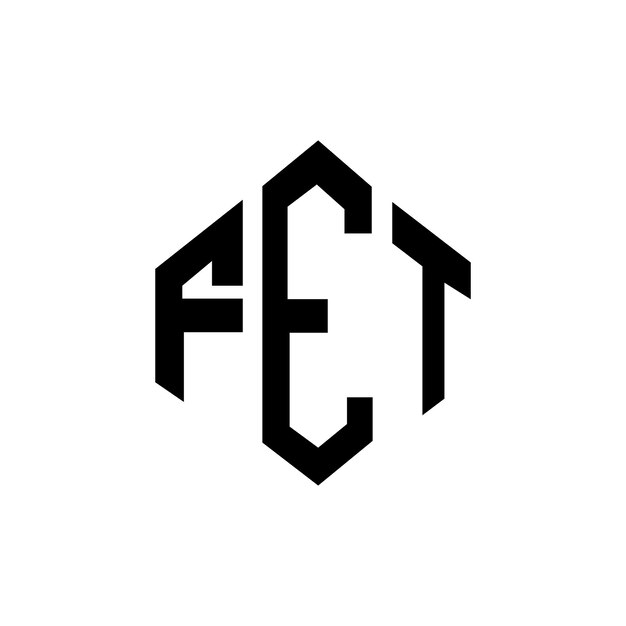 Diseño del logotipo de la letra FET con forma de polígono FET diseño del logotipo en forma de póligono y cubo FET hexágono modelo de logotipo vectorial colores blanco y negro FET monograma negocio y logotipo de bienes raíces