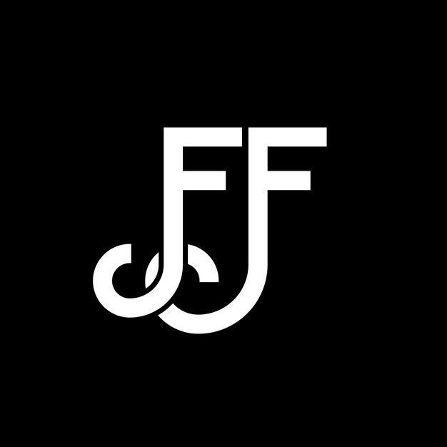Diseño del logotipo de la letra FF en fondo negro FF iniciales creativas concepto del logotipo en letra FF diseño de la letra SF diseño de la carta blanca en fondo negro F F f f logotipo
