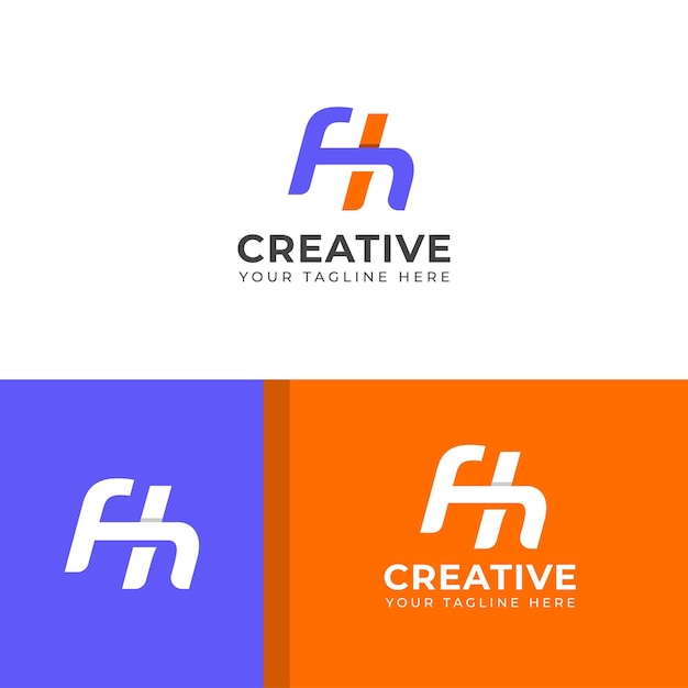 Diseño del logotipo de la letra FH HF