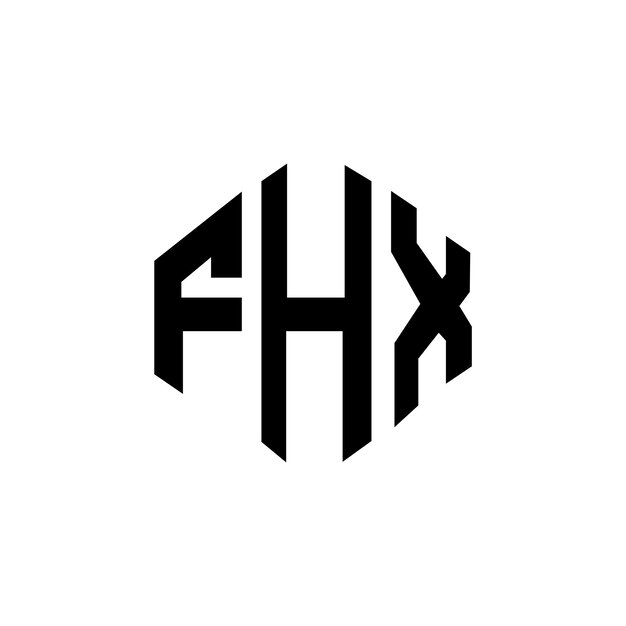 Diseño de logotipo de letra FHX con forma de polígono FHX polígono y forma de cubo diseño de logotipo FHX hexágono patrón de logotipo vectorial colores blanco y negro FHX monograma logotipo de negocios e inmobiliario