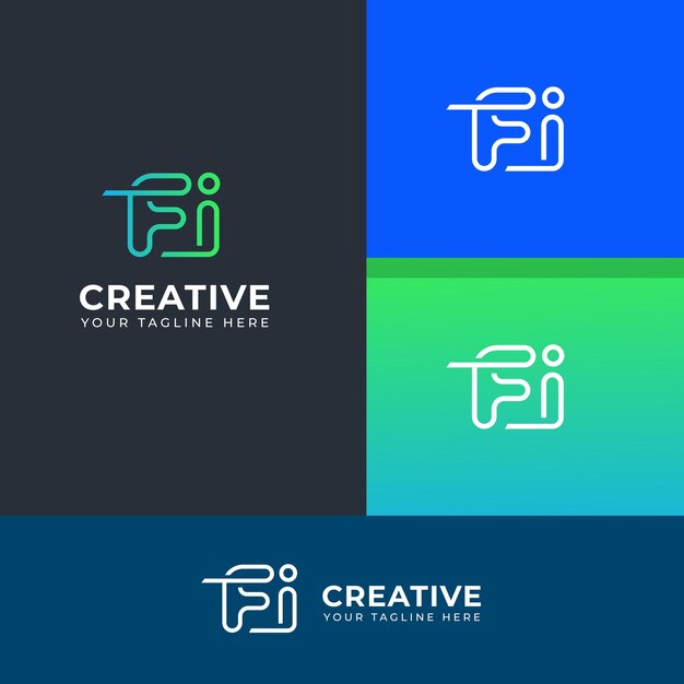 Diseño del logotipo de la letra FI