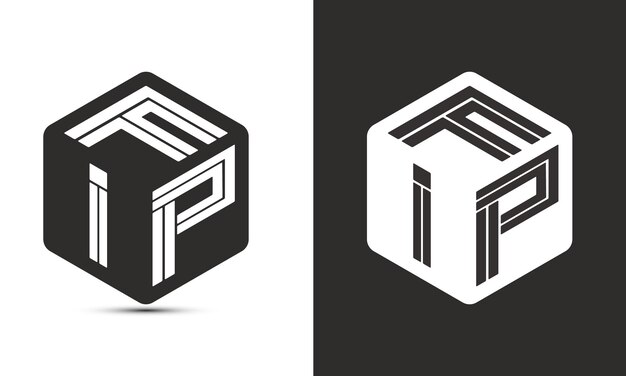 Diseño del logotipo de la letra FIP con ilustrador logotipo del cubo logotipo vectorial estilo de superposición de fuentes alfabéticas modernas