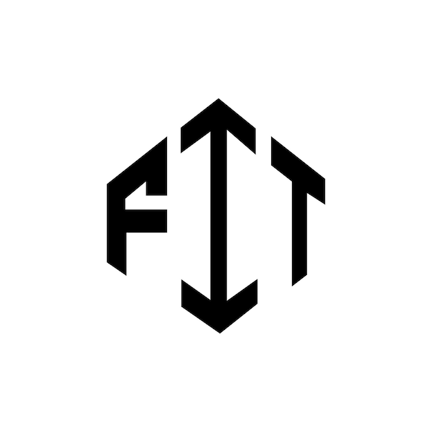 Diseño de logotipo de letra FIT con forma de polígono FIT poligono y forma de cubo diseño de logotipo FIT hexágono modelo de logotipo vectorial colores blanco y negro FIT monograma logotipo de negocios e inmobiliario