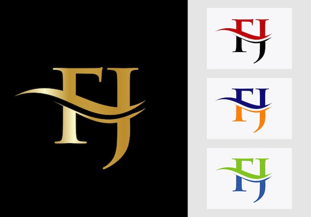 Diseño del logotipo de la letra FJ. Símbolo del logotipo de FJ