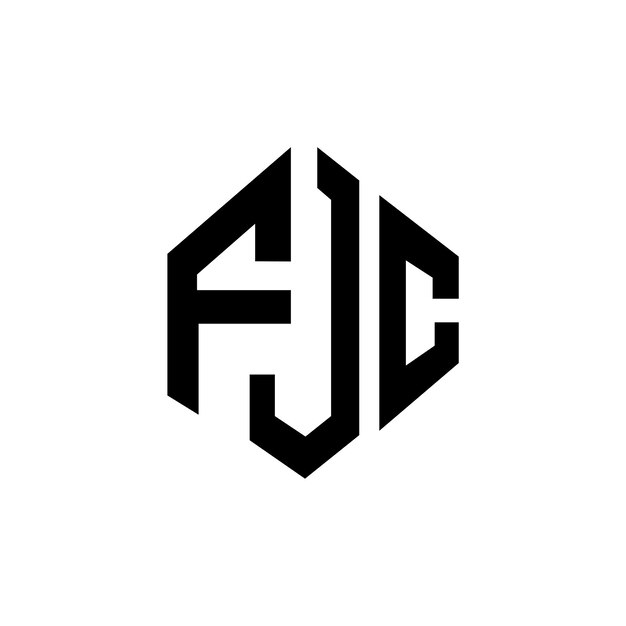 Diseño de logotipo de letra FJC con forma de polígono FJC polígono y forma de cubo diseño de logotipo FJC hexágono modelo de logotipo vectorial colores blanco y negro FJC monograma negocio y logotipo de bienes raíces