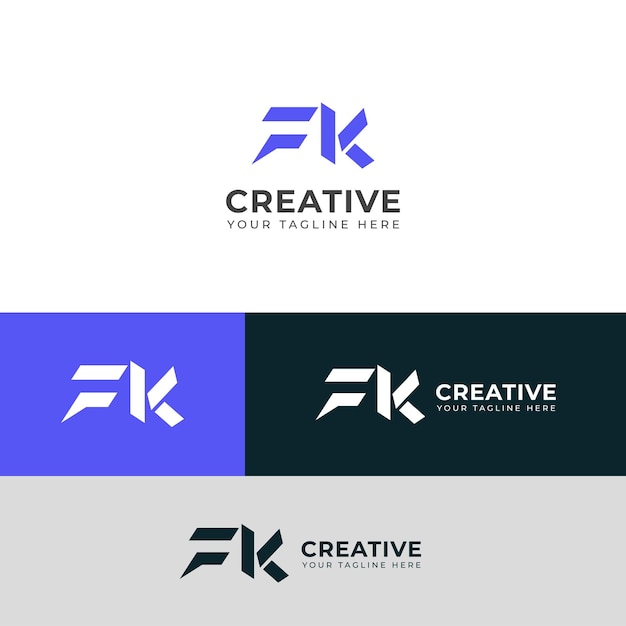 Diseño del logotipo de la letra FK KF