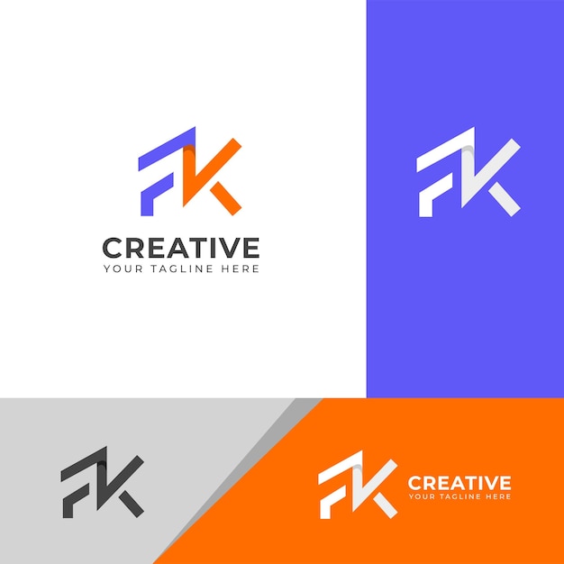 Diseño del logotipo de la letra FK KF