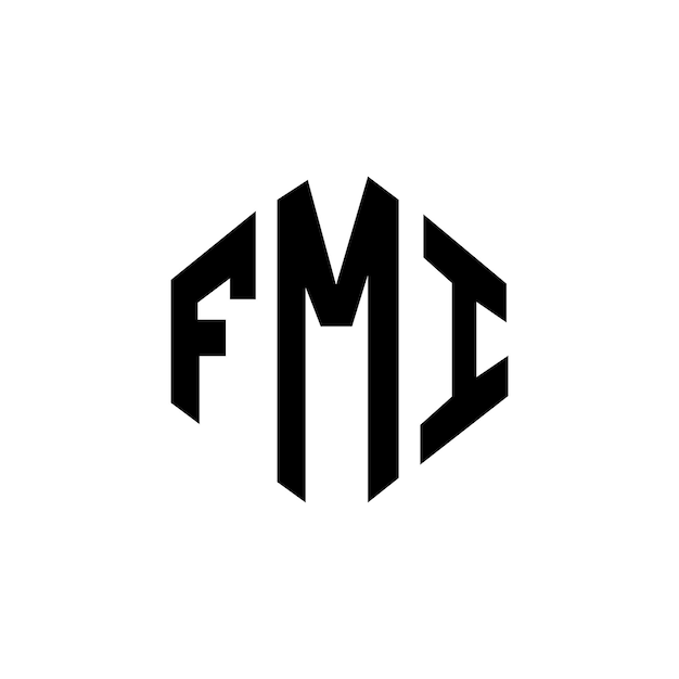Diseño del logotipo de la letra FMI con forma de polígono FMI diseño del logotipo del polígono y la forma de cubo FMI hexágono modelo de logotipo vectorial colores blanco y negro FMI monograma logotipo de negocios e inmobiliario