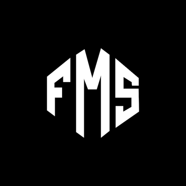 Diseño de logotipo de letra FMS con forma de polígono FMS diseño de logotipo en forma de póligono y cubo FMS hexágono modelo de logotipo vectorial colores blanco y negro FMS monograma negocio y logotipo de bienes raíces