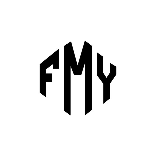 Diseño del logotipo de la letra FMY con forma de polígono FMY diseño del logotipo en forma de póligono y cubo FMY hexágono modelo de logotipo vectorial colores blanco y negro FMY monograma de negocios y logotipo de bienes raíces