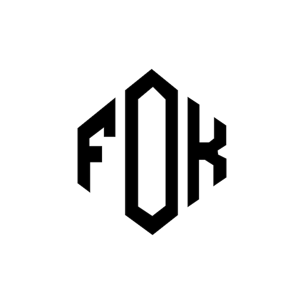 Diseño del logotipo de la letra FOK con forma de polígono FOK diseño del logotipo en forma de póligono y cubo FOK hexágono plantilla del logotipo vectorial colores blanco y negro FOK monograma logotipo de negocios e inmobiliario