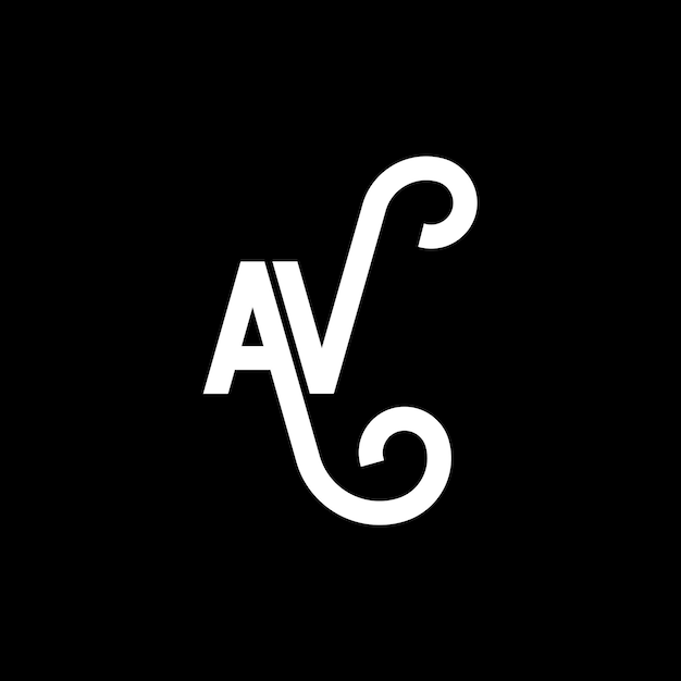 Diseño de logotipo de letra en fondo negro AV iniciales creativas AV concepto de logo de letra av diseño de letra AV diseño de letra blanca en fondo negro A V a v logotipo