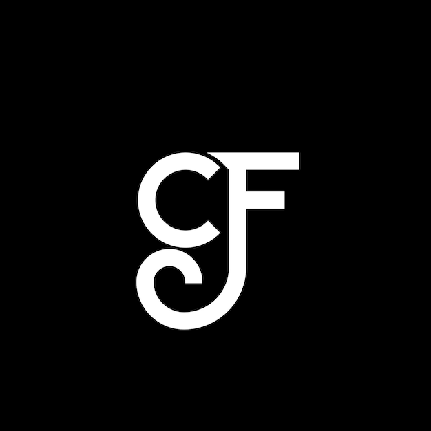 Diseño de logotipo de letra en fondo negro CF iniciales creativas concepto de logotipo en letra cf diseño de letra CF diseño de letra blanca en fondo negro C F c f logotipo