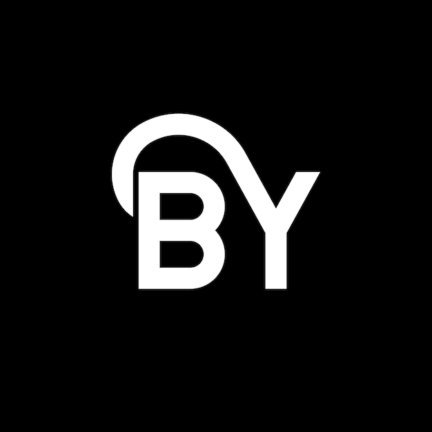 Diseño del logotipo por letra en fondo negro Por iniciales creativas Concepto del logotipo de letra por diseño de letra Por diseño de letra blanca en fondo negro B Y b y logotipo