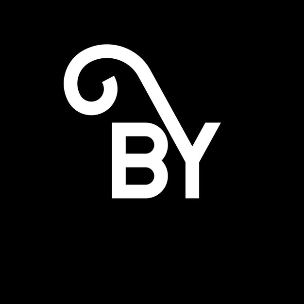 Diseño del logotipo por letra en fondo negro Por iniciales creativas Concepto del logotipo de letra por diseño de letra Por diseño de letra blanca en fondo negro B Y b y logotipo