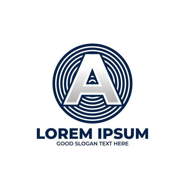 Un diseño de logotipo de letra con forma de círculo Diseño artístico de líneas de rayas geométricas Líneas azules brillantes modernas