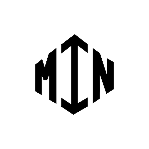 Diseño de logotipo de letra con forma de polígono MIN polígono y forma de cubo diseño de logotipo MIN hexágono modelo de logotipo vectorial colores blanco y negro MIN monograma logotipo de negocios y bienes raíces