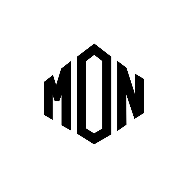 Diseño del logotipo de la letra con forma de polígono MON poligono y forma de cubo diseño del logotipo MON hexágono modelo de logotipo vectorial colores blanco y negro MON monograma logotipo de negocios e inmobiliario