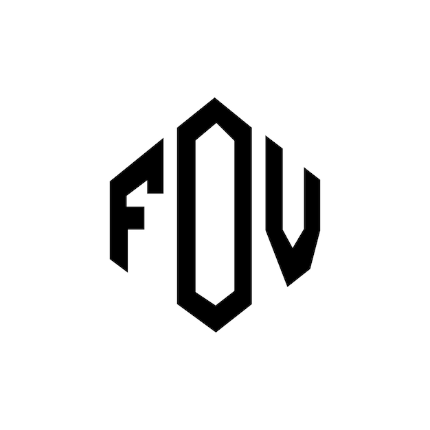 Diseño de logotipo de letra FOV con forma de polígono FOV polígono y forma de cubo diseño de logotipo FOV hexágono modelo de logotipo vectorial colores blanco y negro FOV monograma negocio y logotipo de bienes raíces