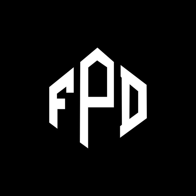 Diseño del logotipo de la letra FPD con forma de polígono FPD polígono y forma de cubo diseño del logotipo FPD hexágono modelo de logotipo vectorial colores blanco y negro FPD monograma negocio y logotipo de bienes raíces