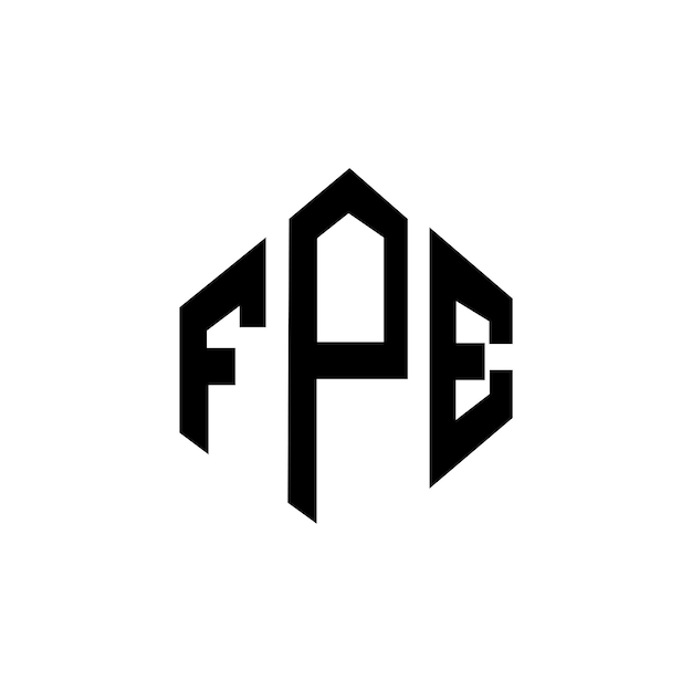 Diseño de logotipo de letra FPE con forma de polígono FPE polígono y forma de cubo diseño de logotipo FPE hexágono modelo de logotipo vectorial colores blanco y negro FPE monograma de negocios y logotipo de bienes raíces