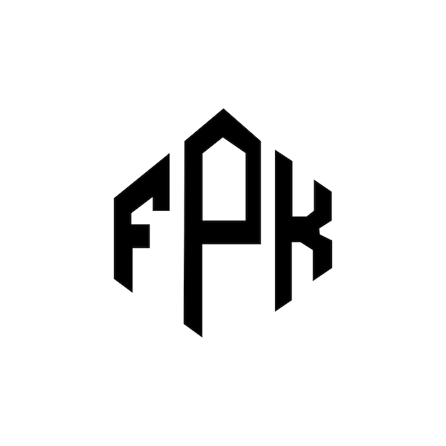 Diseño del logotipo de la letra FPK con forma de polígono FPK polígono
