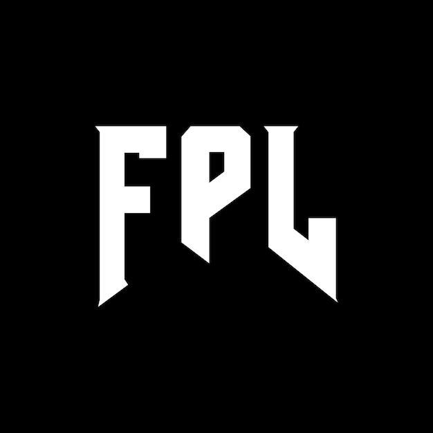 Diseño de logotipo de letra FPL para la compañía de tecnología Diseño del logotipo FPL combinación de colores blanco y negro