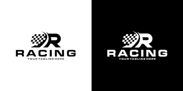 Diseño de logotipo de letra frontal R racing