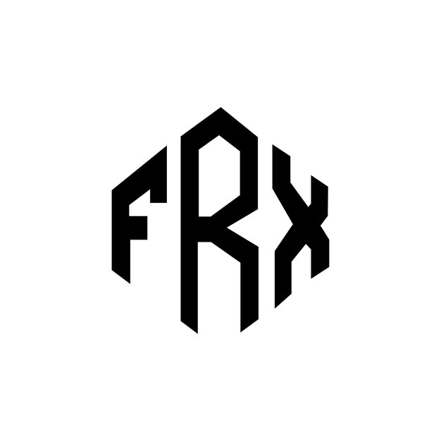 Diseño de logotipo de letra FRX con forma de polígono FRX polígono y forma de cubo diseño de logotipo FRX hexágono plantilla de logotipo vectorial colores blanco y negro FRX monograma de negocios y logotipo de bienes raíces