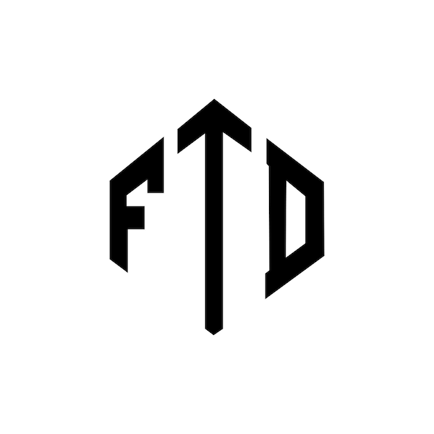 Vector diseño del logotipo de la letra ftd con forma de polígono ftd diseño del logotipo en forma de póligono y cubo ftd hexágono modelo de logotipo vectorial colores blanco y negro ftd monograma de negocios y logotipo de bienes raíces