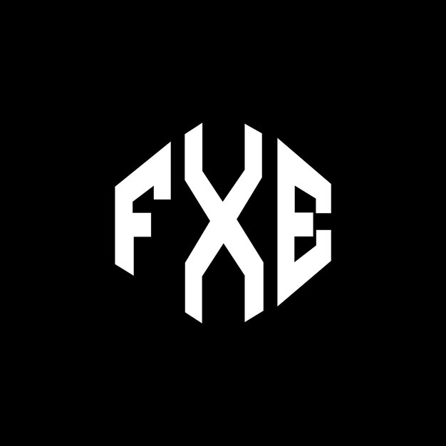 Vector diseño de logotipo de letra fxe con forma de polígono fxe polígono y forma de cubo diseño de logotipo fxe hexágono patrón de logotipo vectorial colores blanco y negro fxe monograma negocio y logotipo de bienes raíces