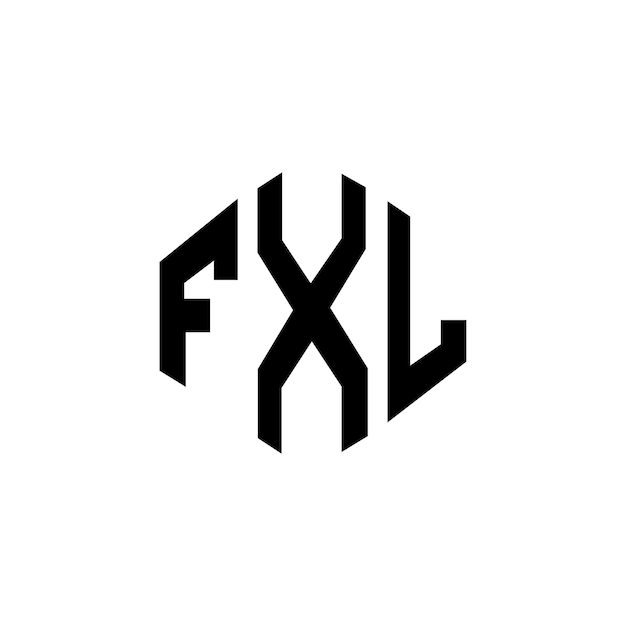 Diseño de logotipo de letra FXL con forma de polígono FXL diseño de logotipo poligono y forma de cubo FXL hexágono patrón de logotipo vectorial colores blanco y negro FXL monograma de negocios y logotipo de bienes raíces
