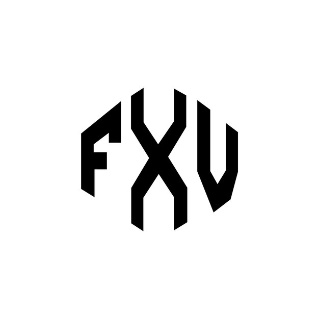 Diseño de logotipo de letra FXV con forma de polígono FXV polígono y forma de cubo diseño de logotipo FXV hexágono patrón de logotipo vectorial colores blanco y negro FXV monograma logotipo de negocios e inmobiliario