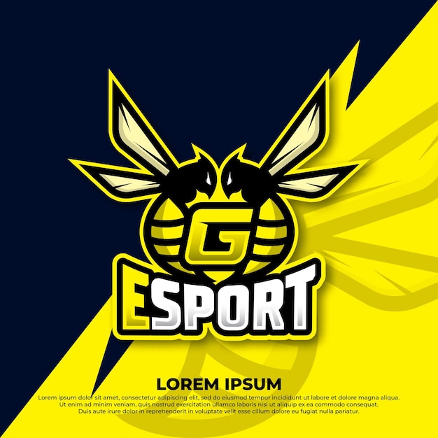 Diseño del logotipo de la letra g de la abeja diseño del logotipo del esport de la mascota de la abeja del avispón icono del logotipo de la mascota del esport de la abeja enojada