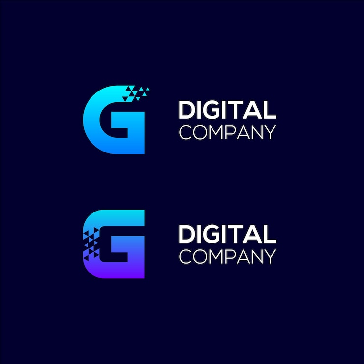 Vector diseño del logotipo de la letra g abstracta con el concepto triangle pixels para technology digital business company