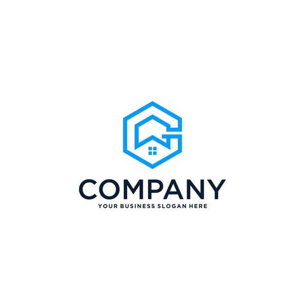 diseño del logotipo de la letra g con bienes raíces