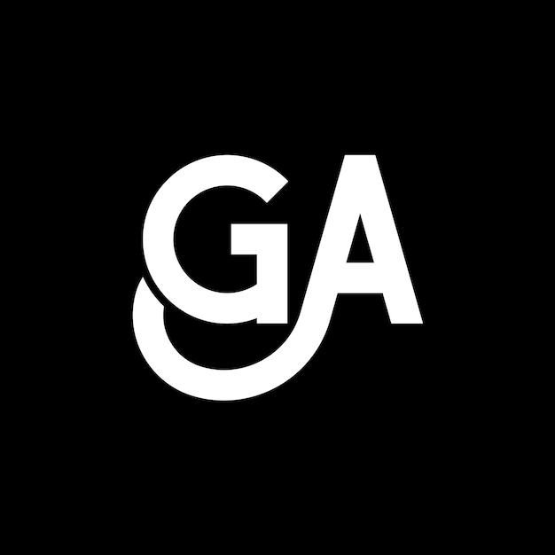 Diseño de logotipo de letra GA en fondo negro GA iniciales creativas concepto de logotipo en letra GA diseño de letra GA diseño en letra blanca en fondo negro G A g a logotipo