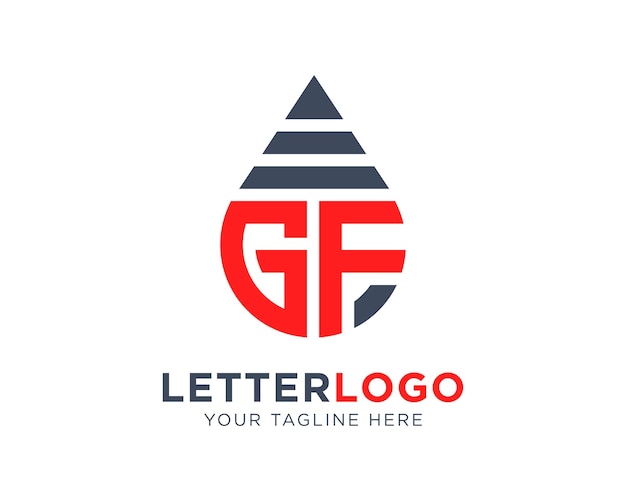 Diseño de logotipo de letra GF con forma de gota de agua Diseño simple del logotipo de gota GF