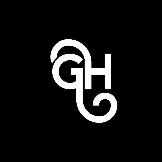 Diseño del logotipo de la letra GH en fondo negro GH iniciales creativas concepto de la letra del logotipo gh diseño de la carta GH diseño de la letra blanca en fondo negro G H G h logotipo