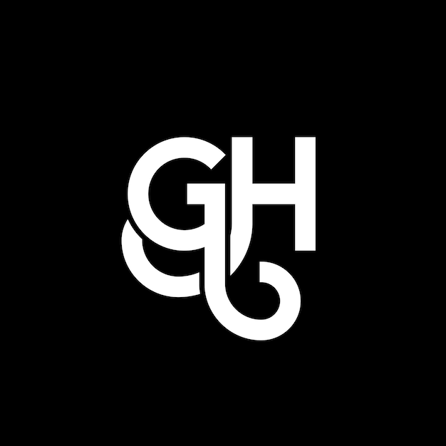 Diseño del logotipo de la letra GH en fondo negro GH iniciales creativas concepto de la letra del logotipo gh diseño de la carta GH diseño de la letra blanca en fondo negro G H G h logotipo
