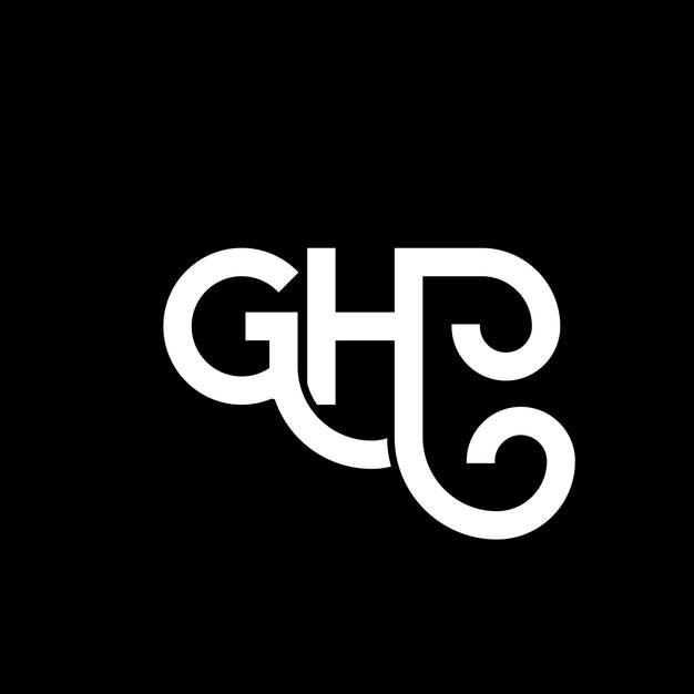 Diseño del logotipo de la letra GH en fondo negro GH iniciales creativas concepto de la letra del logotipo gh diseño de la carta GH diseño de la letra blanca en fondo negro G H G h logotipo
