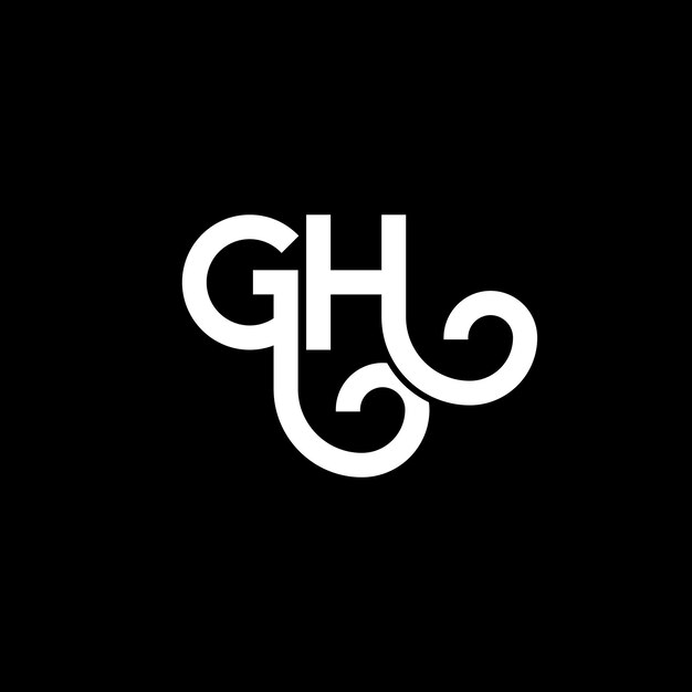 Diseño del logotipo de la letra GH en fondo negro GH iniciales creativas concepto de la letra del logotipo gh diseño de la carta GH diseño de la letra blanca en fondo negro G H G h logotipo
