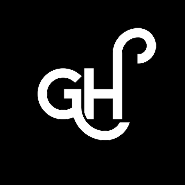 Diseño del logotipo de la letra GH en fondo negro GH iniciales creativas concepto de la letra del logotipo gh diseño de la carta GH diseño de la letra blanca en fondo negro G H G h logotipo