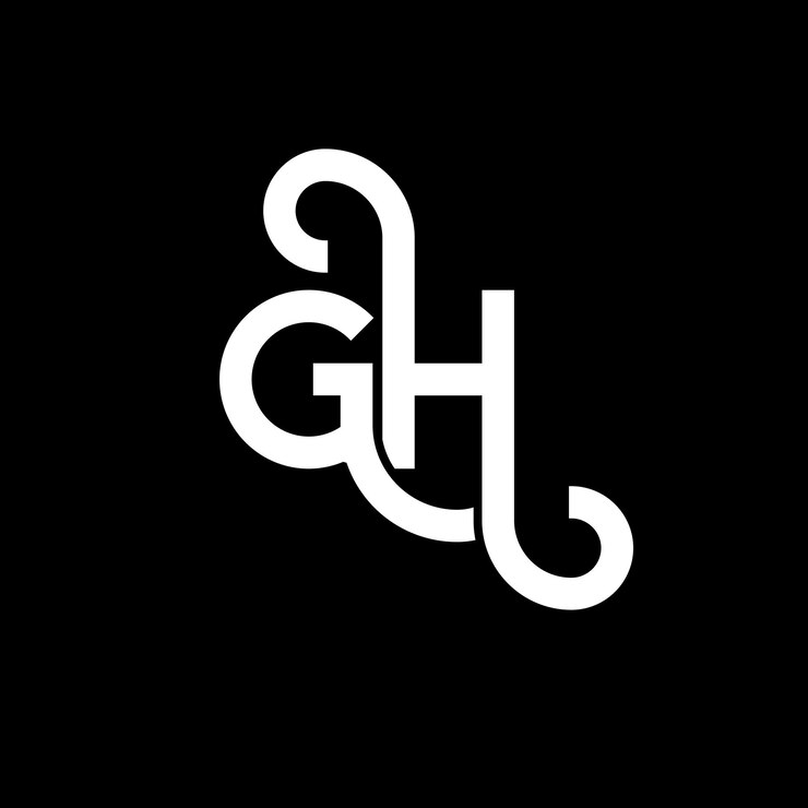 Vector diseño del logotipo de la letra gh en fondo negro gh iniciales creativas concepto de la letra del logotipo gh diseño de la carta gh diseño de la letra blanca en fondo negro g h g h logotipo
