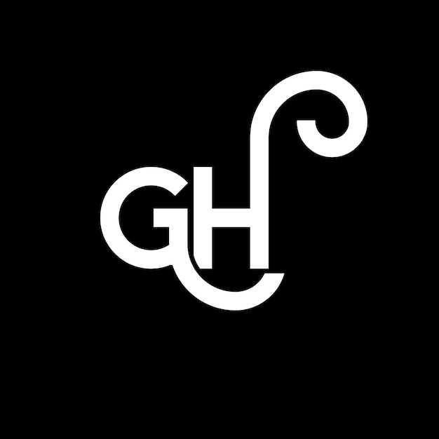 Diseño del logotipo de la letra GH en fondo negro GH iniciales creativas concepto de la letra del logotipo gh diseño de la carta GH diseño de la letra blanca en fondo negro G H G h logotipo
