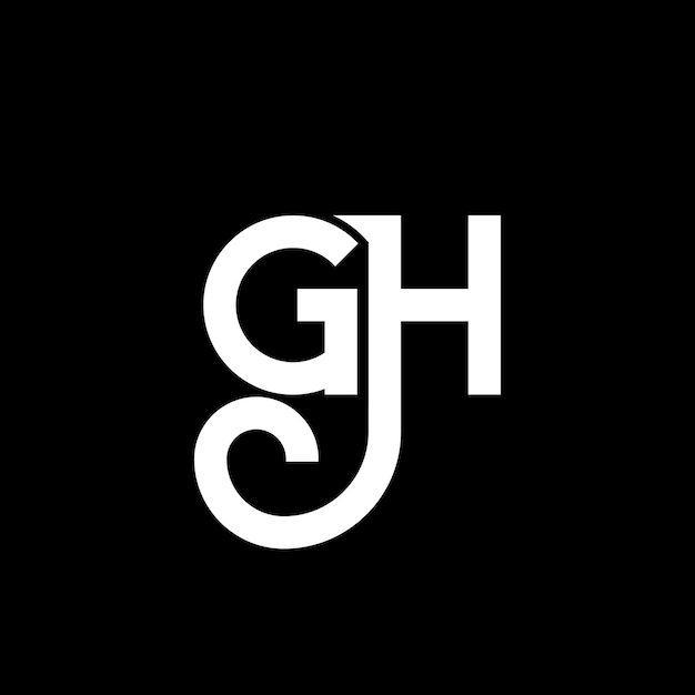 Diseño del logotipo de la letra GH en fondo negro GH iniciales creativas concepto de la letra del logotipo gh diseño de la carta GH diseño de la letra blanca en fondo negro G H G h logotipo