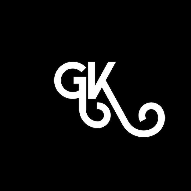 Vector diseño del logotipo de la letra gk en fondo negro gk iniciales creativas concepto del logotipio de la letra gk diseño de la carta gk diseño de la letra blanca en fondo negra g k g k logotipo