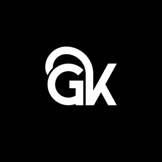 Diseño del logotipo de la letra GK en fondo negro GK iniciales creativas concepto del logotipio de la letra gk diseño de la carta GK diseño de la letra blanca en fondo negra G K g k logotipo